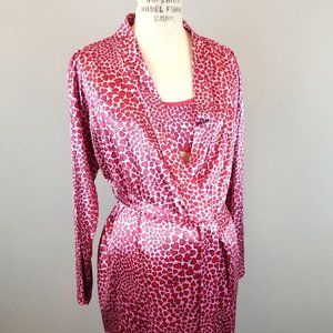 Maternity Pink & Red Hearts Satin 4pc Pajama Set by Belly Basics Size Small New